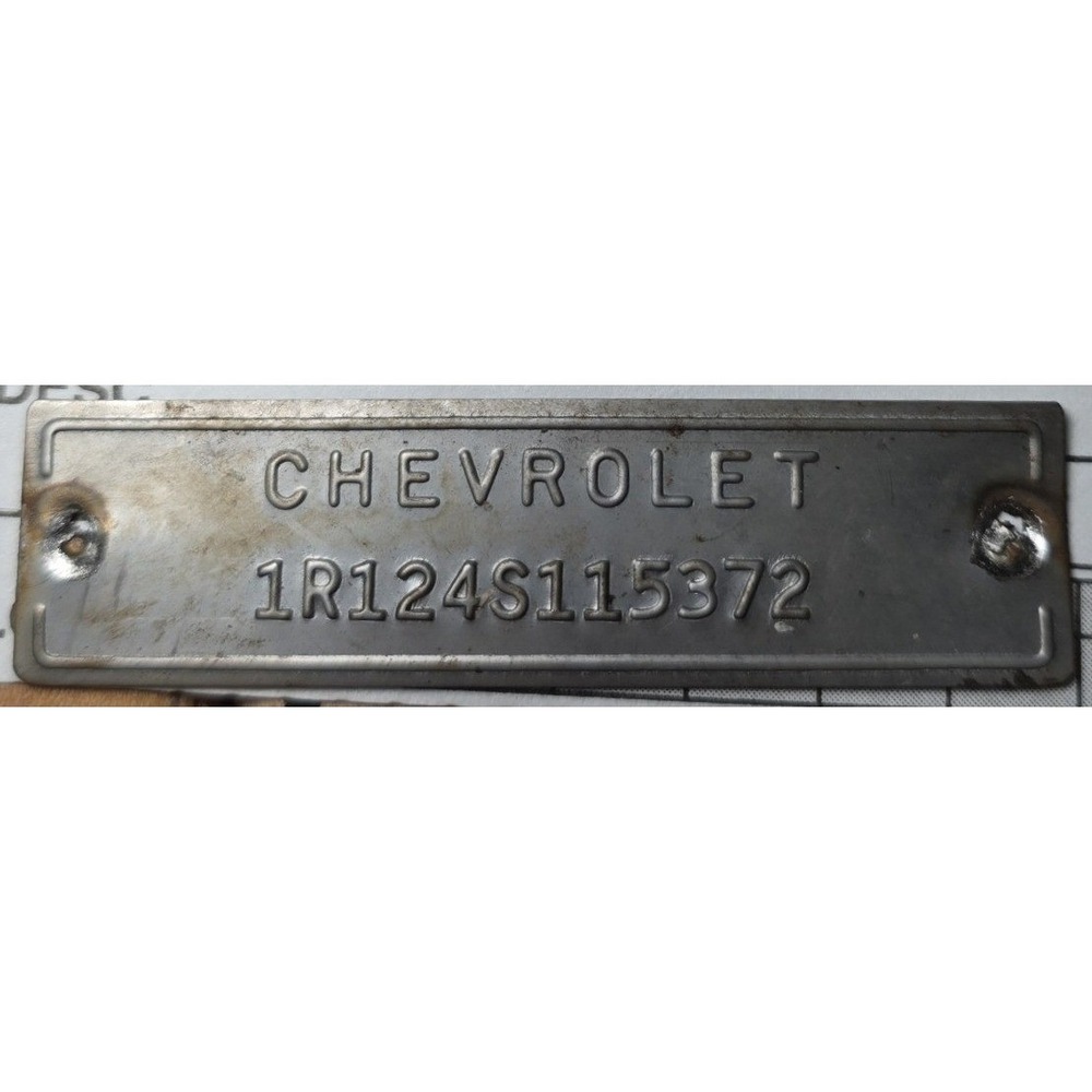 1961 Chevrolet Chevy Corvair Rampside VIN Plate Data Tag Original GM